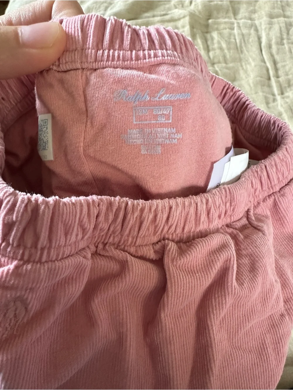 Ralph Lauren Baby Girl Pink Corduroy Elastic Waist Bottoms
